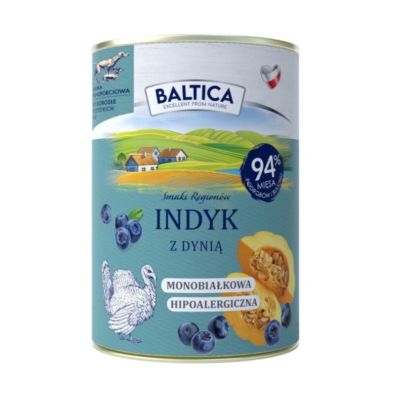 BALTICA karma mokra dla psa INDYK Z DYNIĄ bezzbożowa NIPOALERGICZNA 400g