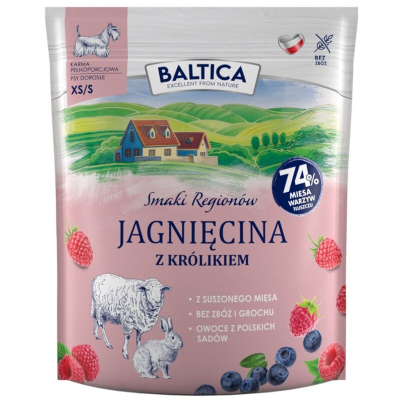 BALTICA Smaki regionów Jagnięcina z królikiem XS/S - sucha karma dla psa - 1kg
