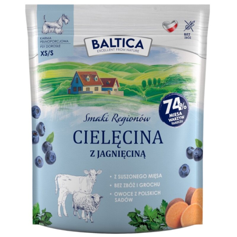 Karma dla psa BALTICA Smaki Regionów Adult Cielęcina z jagnięciną XS/S 1 kg