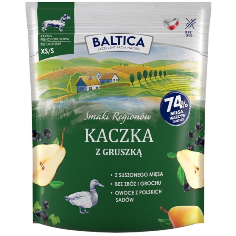 BALTICA Smaki regionów Kaczka z gruszką XS/S - sucha karma dla psa - 1kg