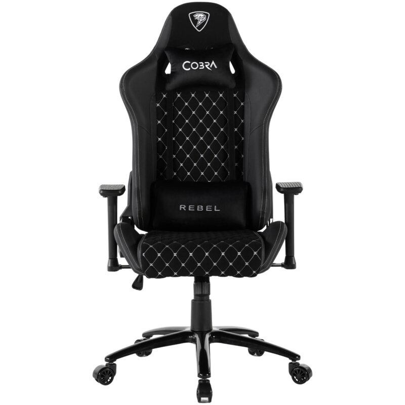 Fotel gamingowy COBRA Rebel 4.0 Large CR400 Czarny (białe elementy)
