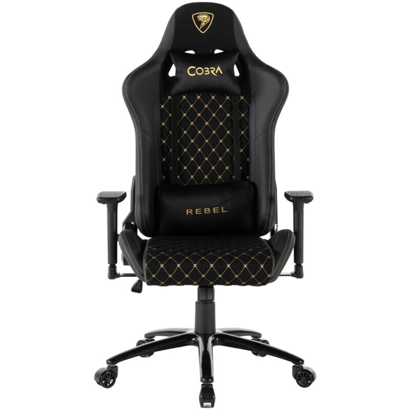Fotel gamingowy COBRA Rebel 4.0 Large CR401 Czarny (złote elementy)