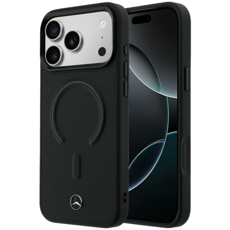 Etui MERCEDES Leather 3D MagSafe do Apple iPhone 17 Pro Czarny