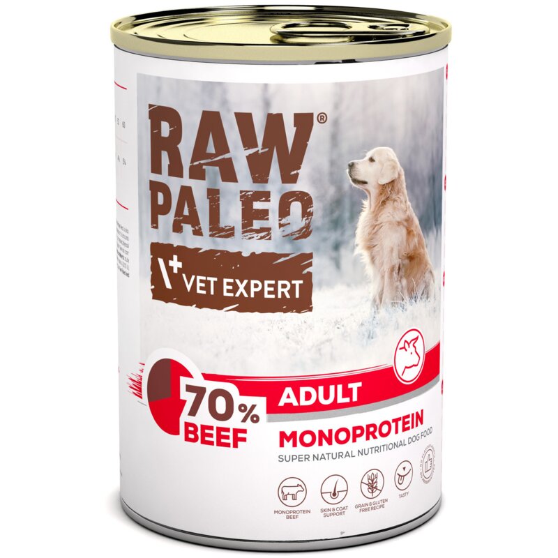RAW PALEO ADULT DOG BEEF 400g - mokra karma dla psów dorosłych monoproteina z wołowiną