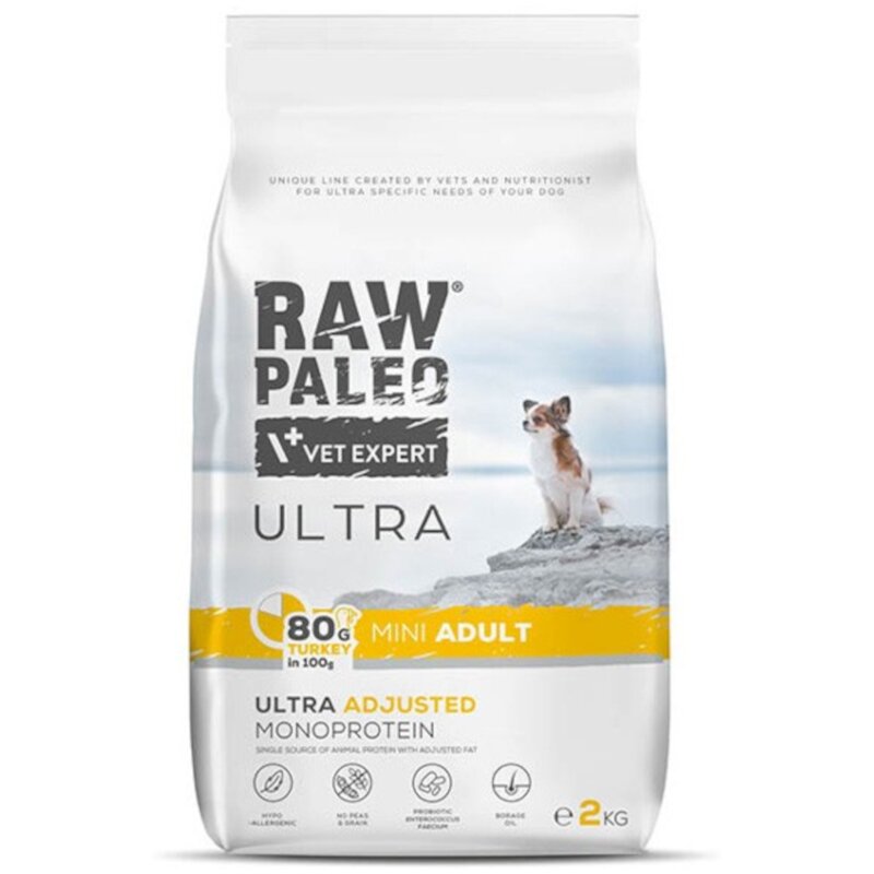 RAW PALEO ULTRA TURKEY ADULT MINI - sucha karma z indykiem dla psów dorosłych ras małych 2kg