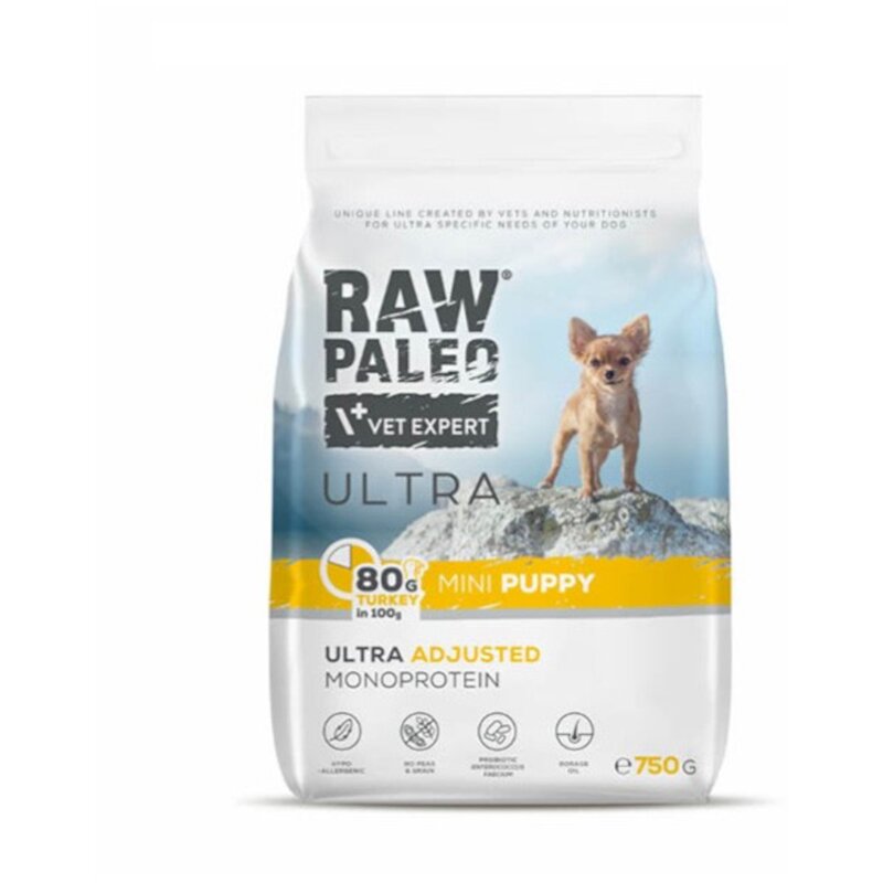 VETEXPERT Raw Paleo Ultra Mini Puppy Indyk Mono - sucha karma dla szczeniąt - 750g
