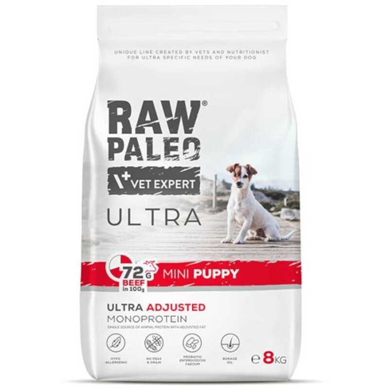 VETEXPERT Raw Paleo Ultra Mini Puppy Mono Wołowina - sucha karma dla szczeniąt małych ras - 8kg