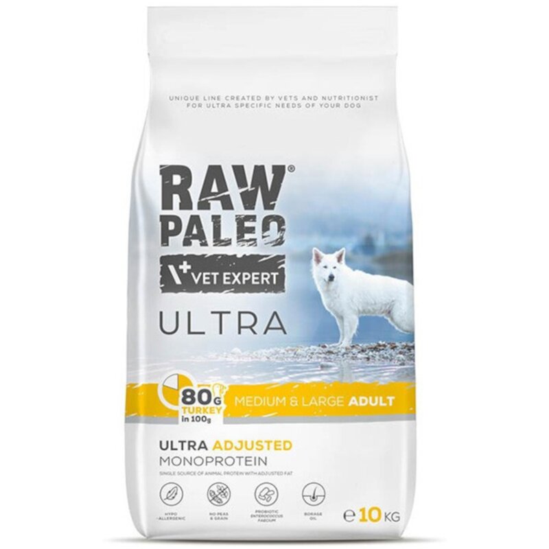 Sucha karma VetExpert Raw Paleo Ultra Indyk Med&Lar Adult 10kg