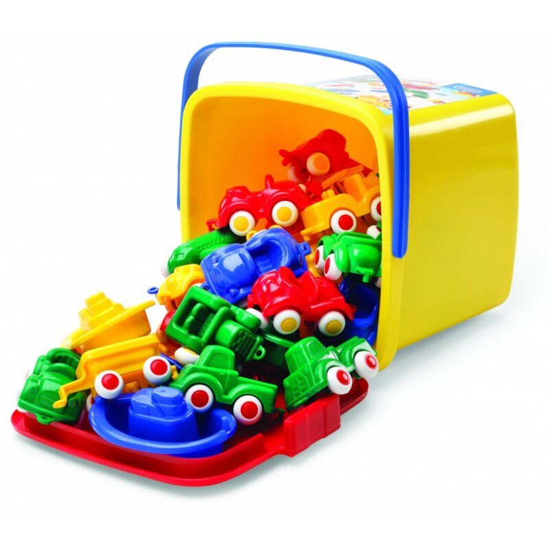 Pojazdy w wiaderku VIKING TOYS Mini Chubbies Zestaw przedszkolny 045-41111 (30 elementów)