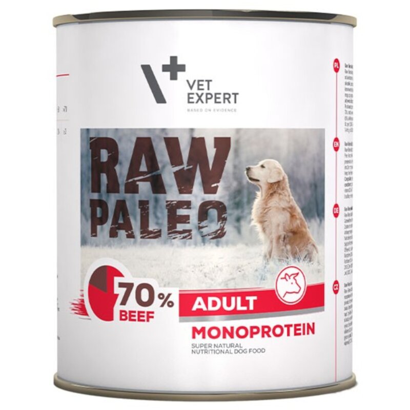 RAW PALEO ADULT DOG BEEF 800g - mokra karma dla psów dorosłych monoproteina z wołowiną