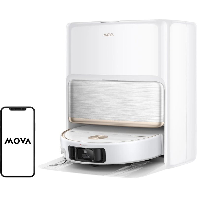 Mova V70 Ultra Complete Funkcja mopowania Stacja oczyszczająca Tworzenie mapy pomieszczenia 69dB Funkcje AI Biały
