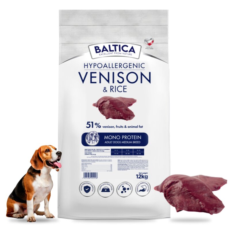 Baltica Hypoallergenic Venison & Rice Adult Medium Breeds 12kg