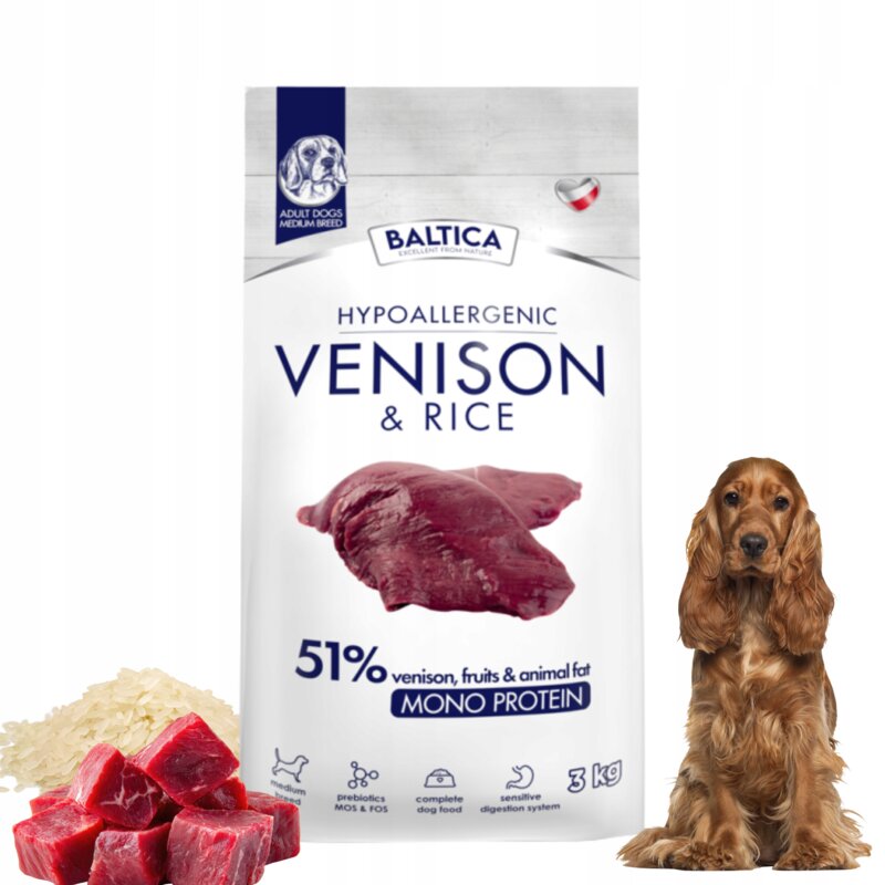 BALTICA Nutraceutic Hypoallergenic Venison & rice M - sucha karma dla psa - 3kg