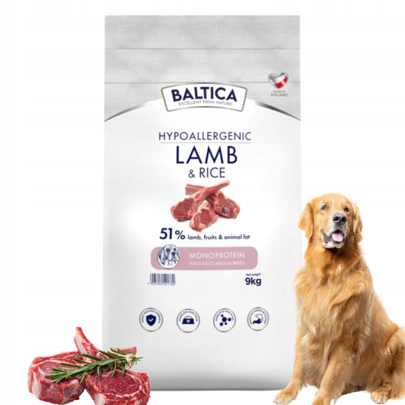 Baltica Nutraceutic Sucha Karma dla Psa Jagnięcina z Ryżem Hipo M 9 kg