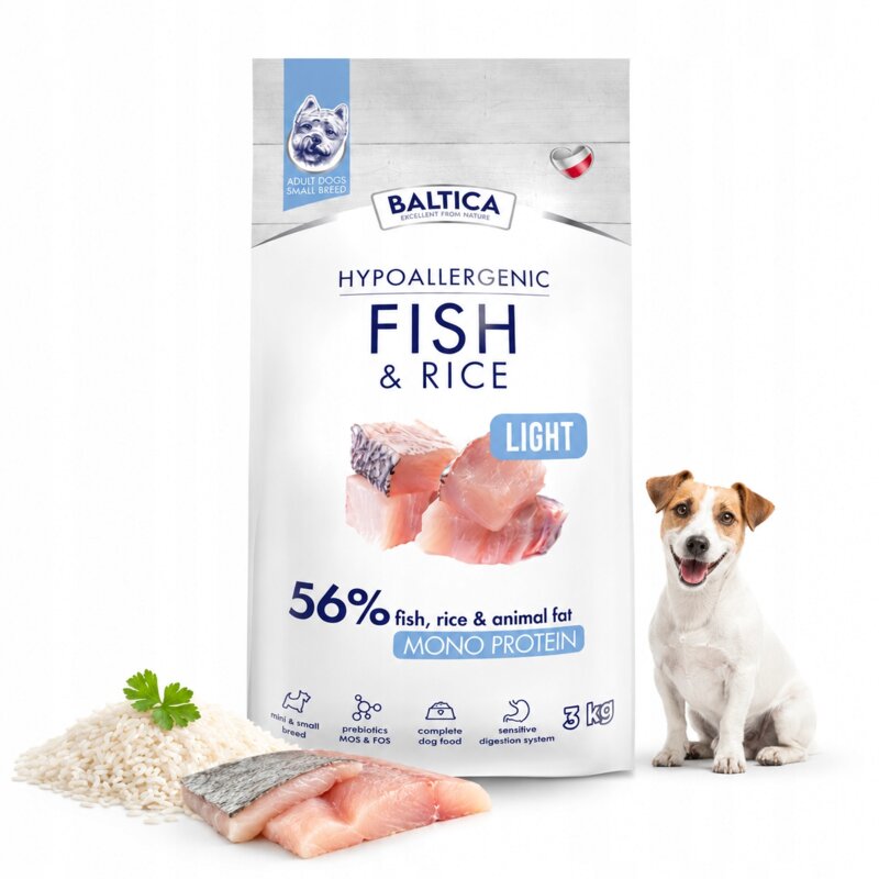 BALTICA Nutraceutic Hypoallergenic Fish & Rice Light XS/S - sucha karma dla psa - 3kg