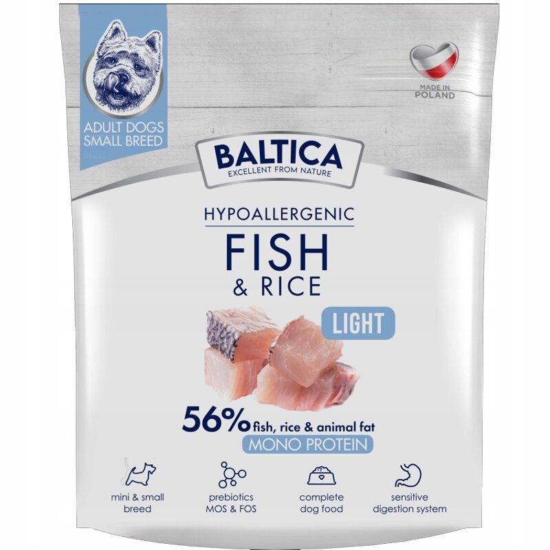BALTICA Nutraceutic Hypoallergenic Fish & Rice Light XS/S - sucha karma dla psa - 1kg