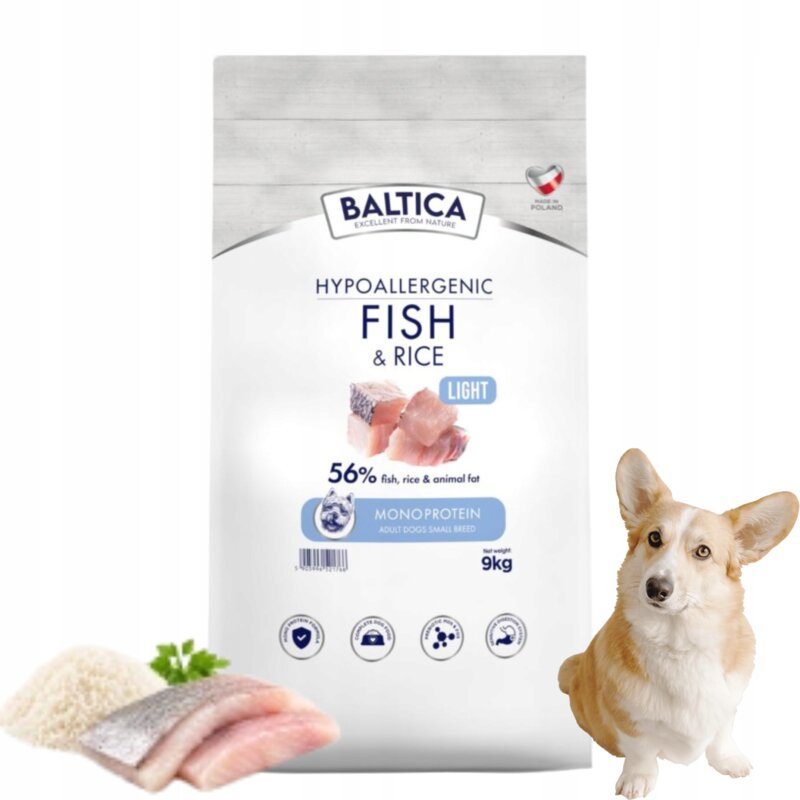 Baltica Nutraceutic Light Sucha Karma dla Psa Hipo Ryba z Ryżem XS/S 9kg