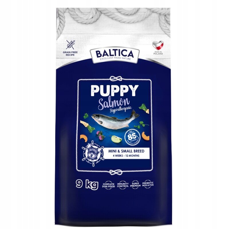 Baltica Excellent Sucha Karma dla Psa Szczeniąt Łosoś Bezzbożowa XS/S 9kg