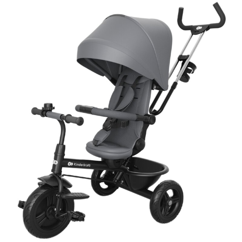 Trójkołowiec KINDERKRAFT Aston 2 Plus Siedzisko 360° Szary