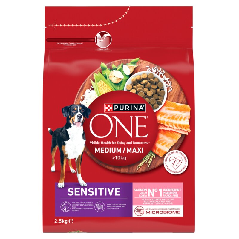Karma dla psa PURINA ONE Adult Medium Maxi Sensitive Łosoś z ryżem 2.5 kg