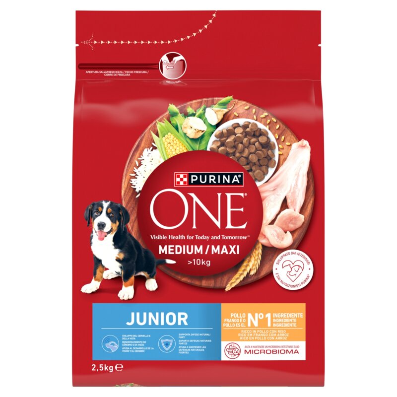 Karma dla psa PURINA ONE Junior Medium Maxi Kurczak z ryżem 2.5 kg
