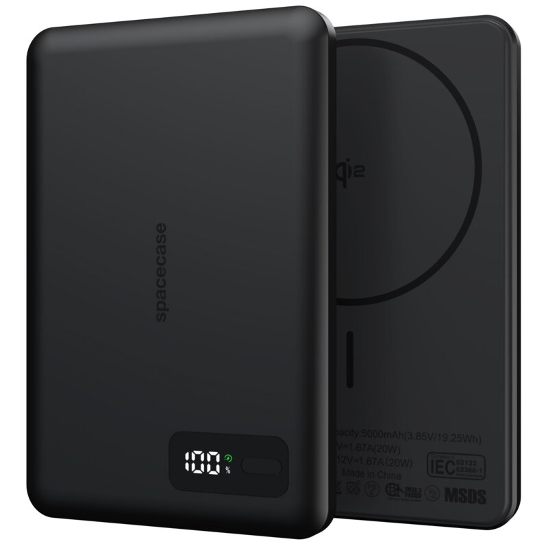 Powerbank SPACECASE MagDisplay Qi2 SCPBMD-S1-BK 5000 mAh 20W Czarny