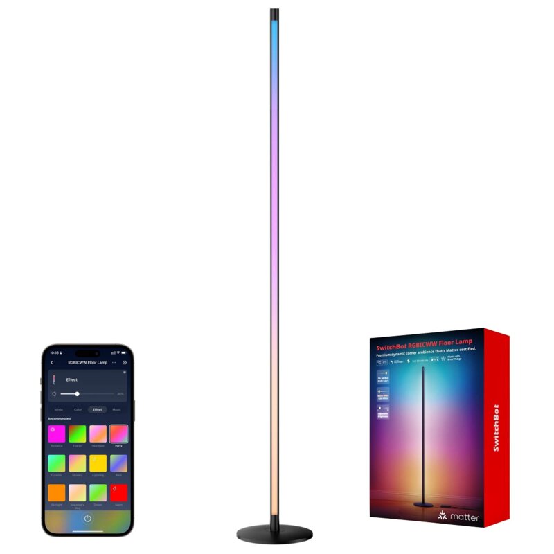 Inteligentna lampa stojąca SWITCHBOT Floor RGBICWW LED, Wi-Fi/Bluetooth Czarny