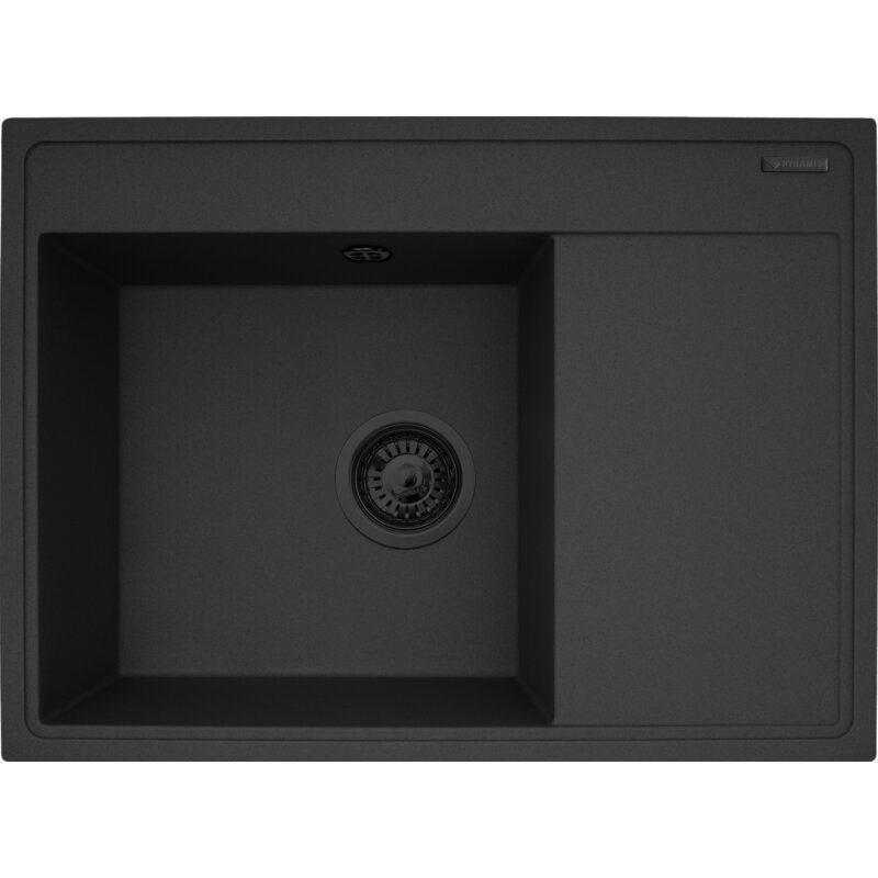 Zlewozmywak jednokomorowy z ociekaczem PYRAMIS Camea 1B1D/L 070223912 Czarny matowy 50x68