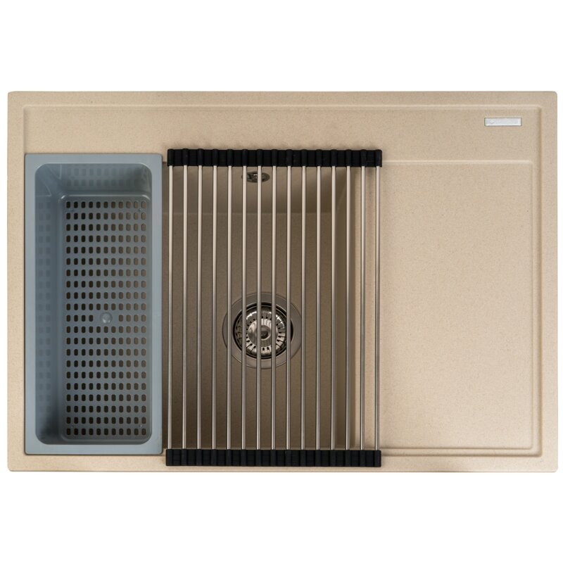 Zlewozmywak jednokomorowy z ociekaczem PYRAMIS Camea 1B1D/L 070223411 Piaskowy beż 50x68