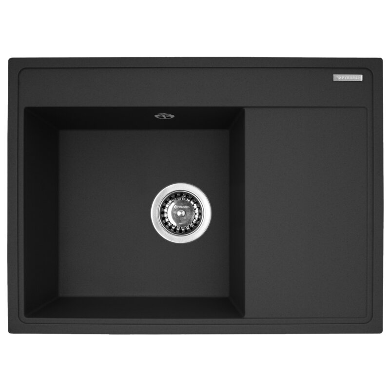 Zlewozmywak jednokomorowy z ociekaczem PYRAMIS Camea 1B1D/L 070223911 Czarny matowy 50x68