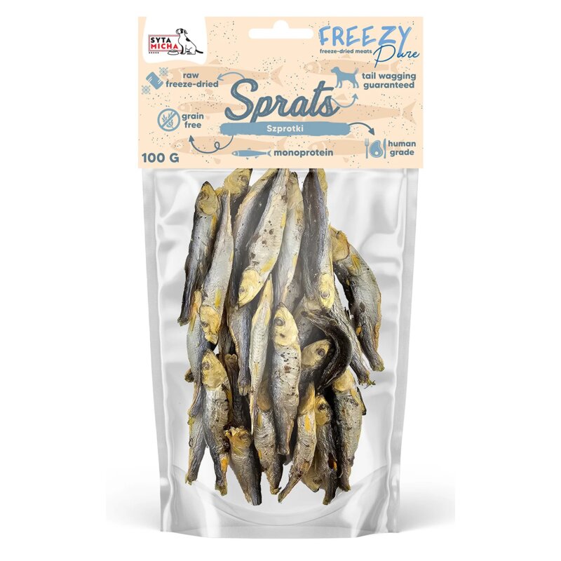 Przysmak dla psa SYTA MICHA Freezy Pure 100% Liofilizowane szprotki 100 g