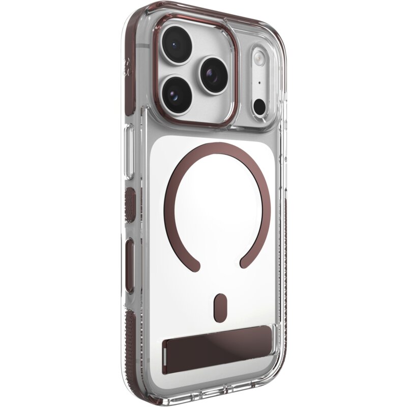 Etui ZAGG Santa Cruz Snap Kickstand MagSafe do Apple iPhone 17 Pro/18 Pro Przezroczysto brązowy