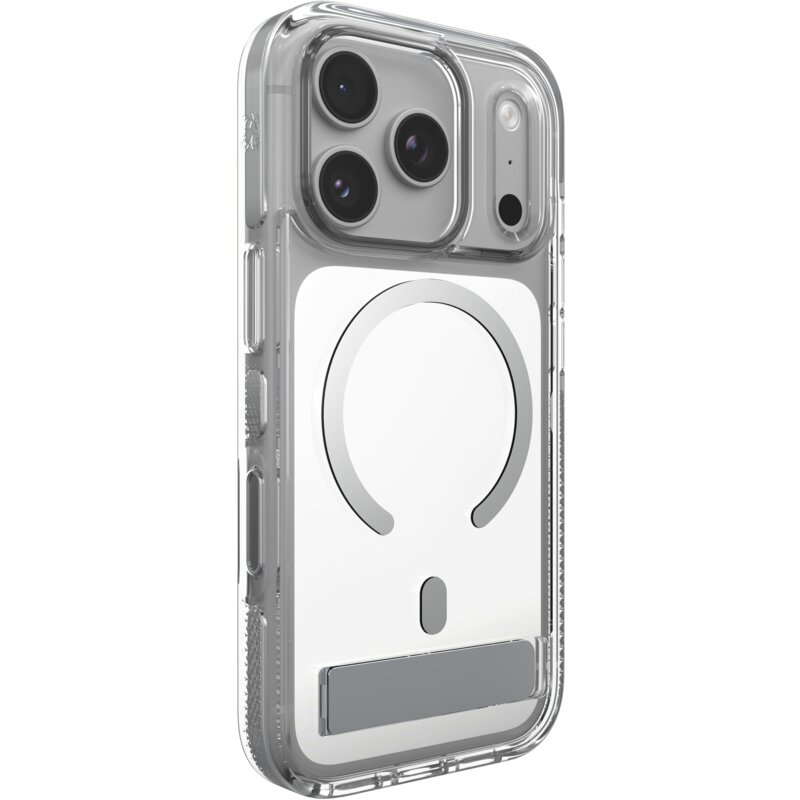 Etui ZAGG Santa Cruz Snap Kickstand MagSafe do Apple iPhone 17 Pro/18 Pro Przezroczysto srebrny