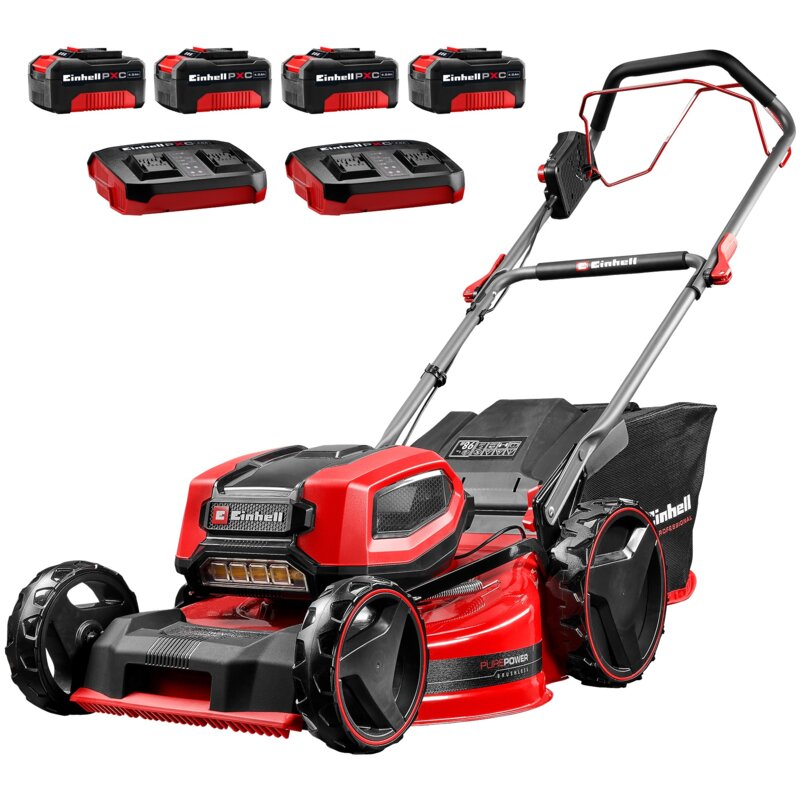Kosiarka akumulatorowa EINHELL GP-CM 36/52 S LI BL z napędem, 52 cm, 4 Ah, 18 V, silnik bezszczotkowy, kosz 65 L, 4 akumulatory 4 Ah