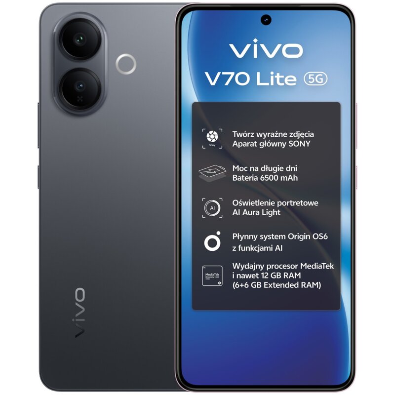 Smartfon VIVO V70 Lite 5G 6/256GB 6.77" 120Hz Czarny