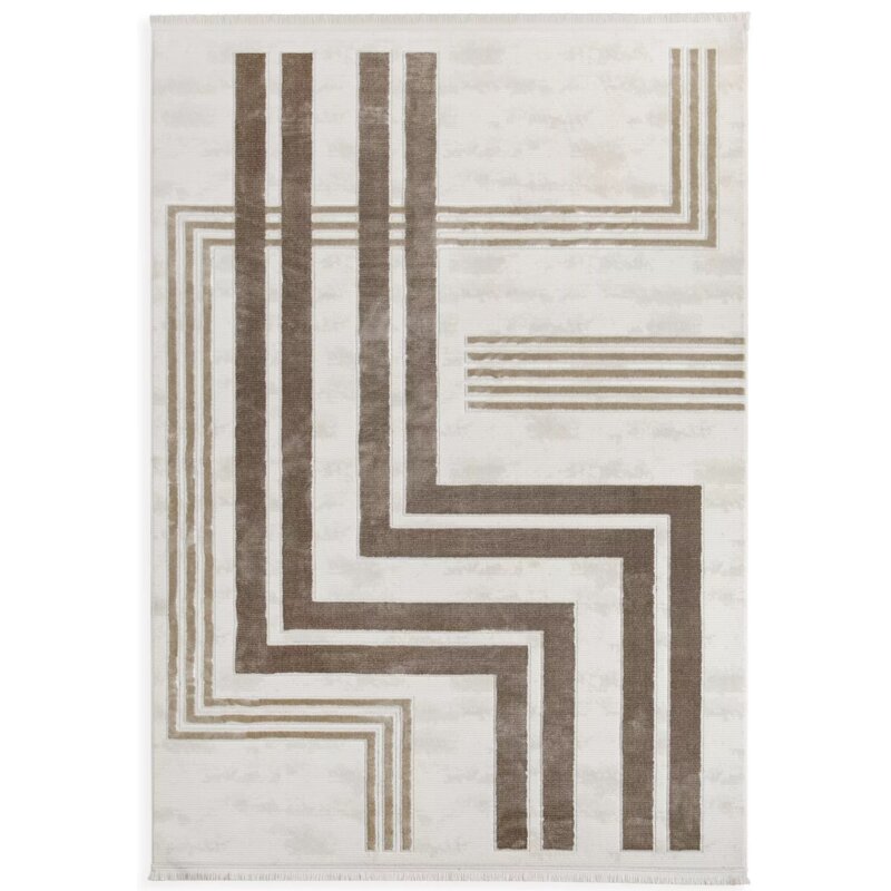 Dywan EUROFIRANY Aura10 140 x 190 cm Brązowo-biały