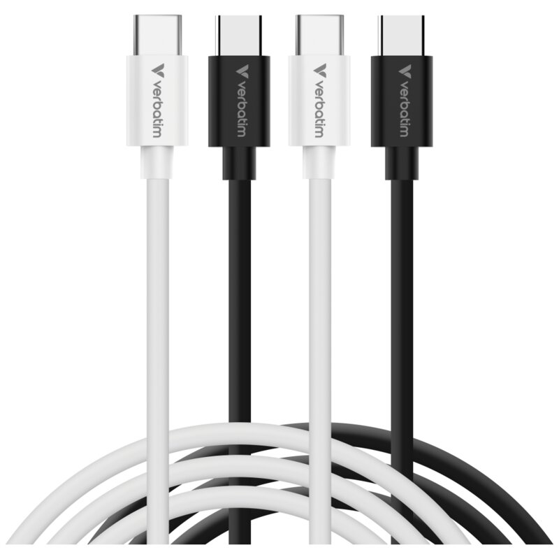 Kabel USB-C - USB-C VERBATIM Essentials 60W 1m Czarny/Biały (2 szt.)