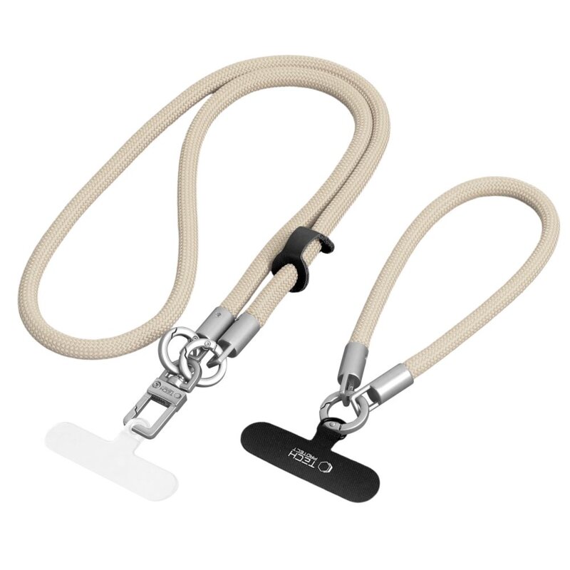 Smycz do telefonu TECH-PROTECT C10S Rope Crossbody & Wrist Beżowy
