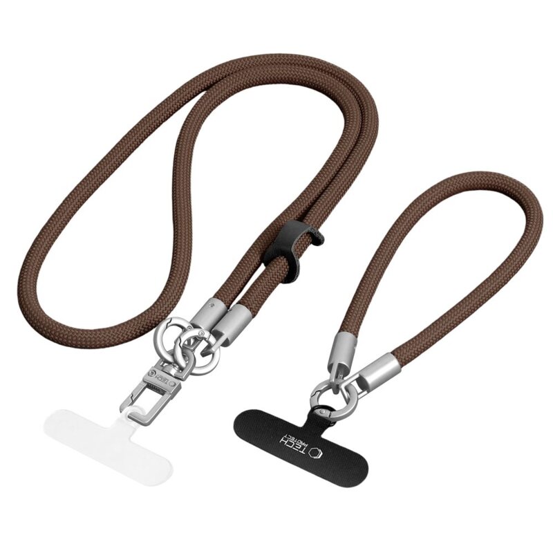 Smycz do telefonu TECH-PROTECT C10S Rope Crossbody & Wrist Brązowy