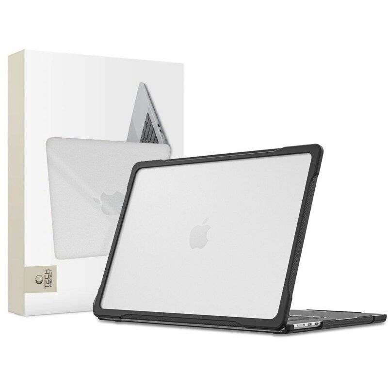 Etui na laptopa TECH-PROTECT Velar do MacBook Pro 13 16 M1-M5 / M5 Pro / M5 Pro Max 2021-2026 Przezroczysto-czarny