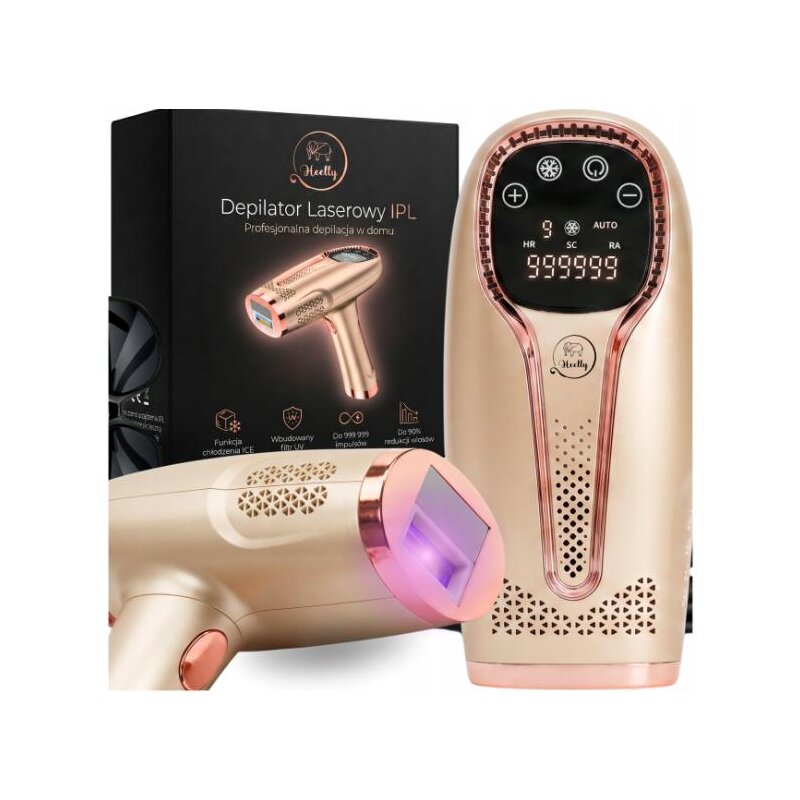Depilator HEELLY IPL GD-03 Funkcja chłodzenia Wbudowany filtr UV Złoty