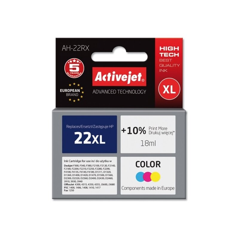 Tusz ACTIVEJET do HP 22 XL C9352A Kolorowy 18 ml AH-22RX