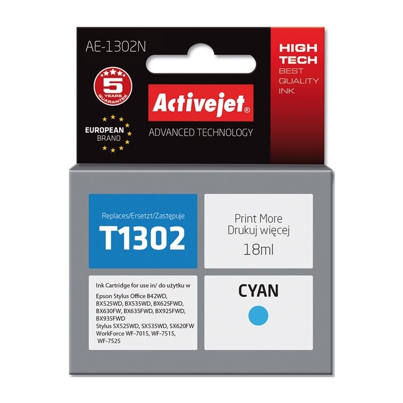 Tusz ACTIVEJET do Epson T1302 Błękitny 18 ml AE-1302N