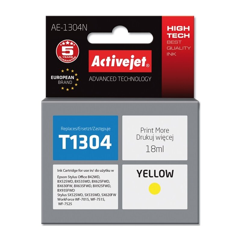 Tusz ACTIVEJET do Epson T1304 Żółty 18 ml AE-1304N