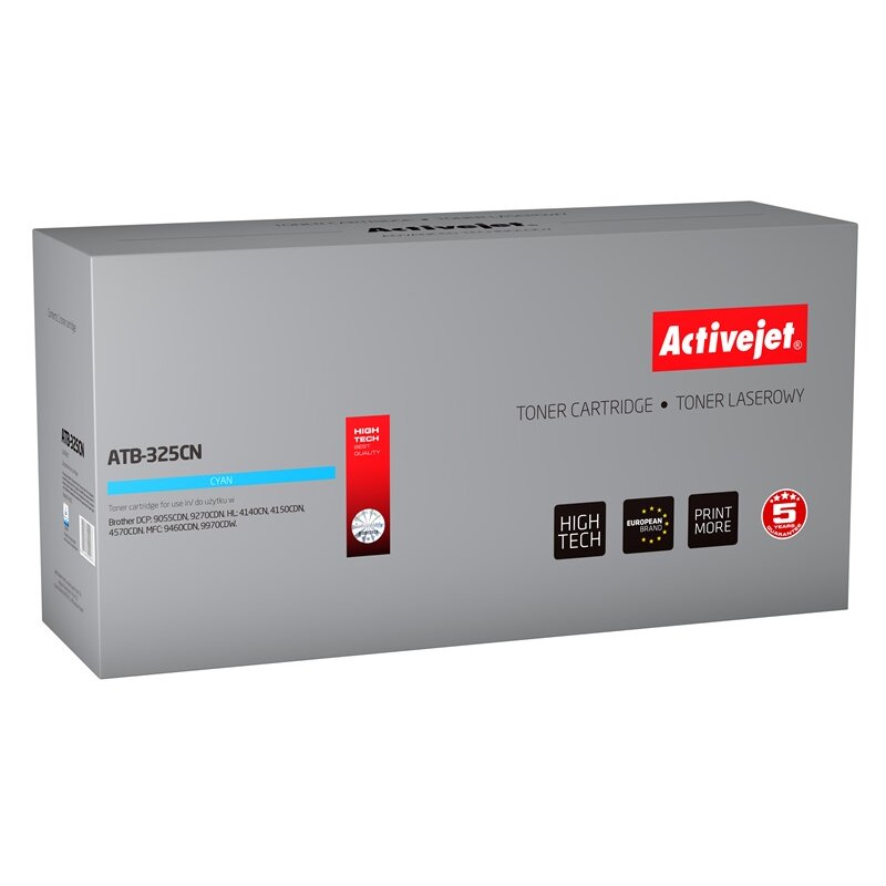 Activejet ATB-325CN Toner do drukarki Brother, Zamiennik Brother TN-325C; Supreme; 3500 stron; błękitny.