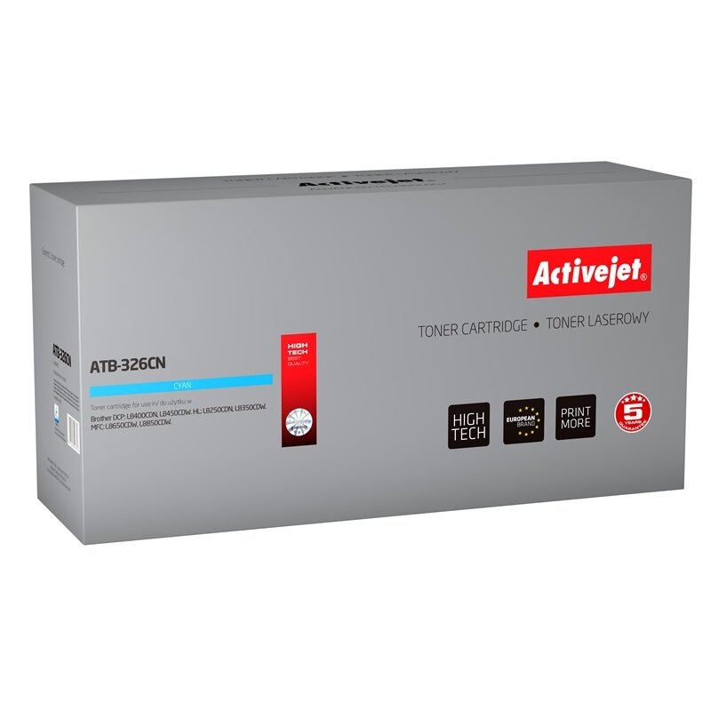Activejet ATB-326CN Toner do drukarki Brother, Zamiennik Brother TN-326C; Supreme; 3500 stron; błękitny.