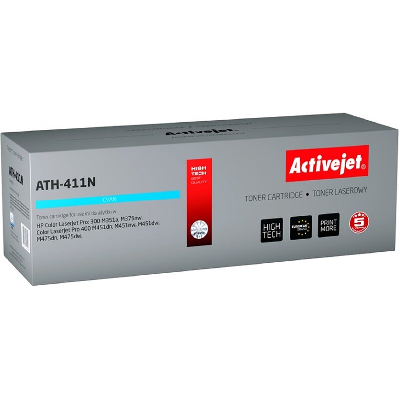 Activejet ATH-411N Toner do drukarki HP, Zamiennik HP 305A CE411A; Supreme; 2600 stron; błękitny.