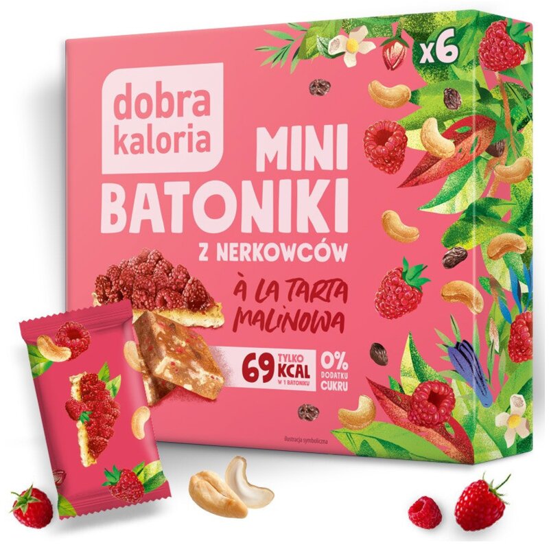 Mini Batoniki DOBRA KALORIA z nerkowców A La Tarta Malinowa (102 g)