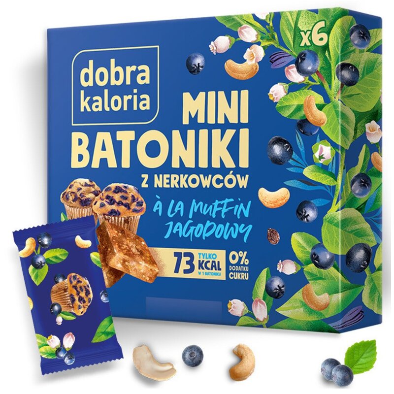 Mini Batoniki DOBRA KALORIA z nerkowców A La Muffin Jagodowy (102 g)