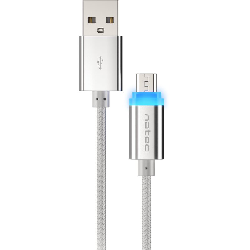 Kabel USB - USB Micro EXTREME MEDIA 1 m Srebrny